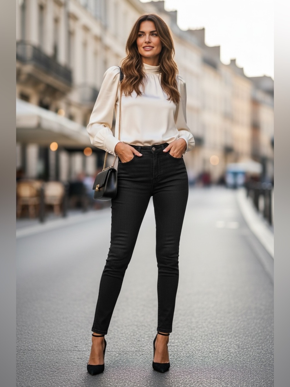 Vintage Yves Saint Laurent Women’s black slim-fit jeans